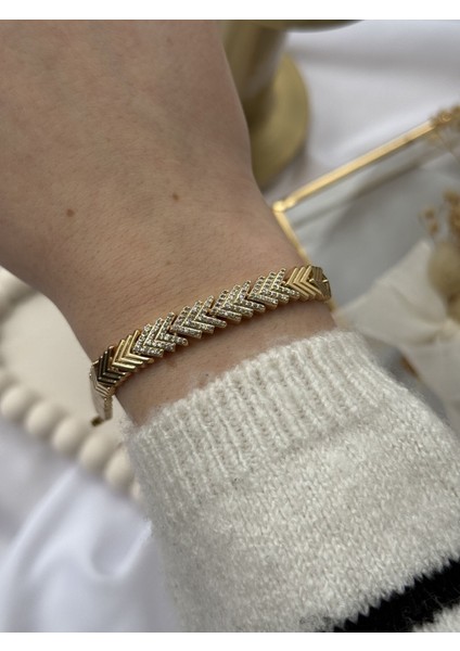 Zirkon Taşlı Balıksırtı Bileklik