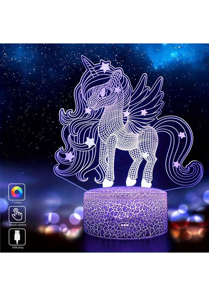 1pcs Unicorn Desen 3D Atmosfer Gece Işığı, USB Fişi, Sevgililer Günü, Doğum Günü, Tatil Hediyesi Gece Işığı Arkadaşlar Için. (Yurt Dışından)