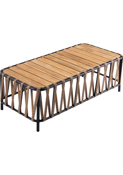 Kepa Naturel Rattan Örgü Tik Ağacı Bahçe Sehpası