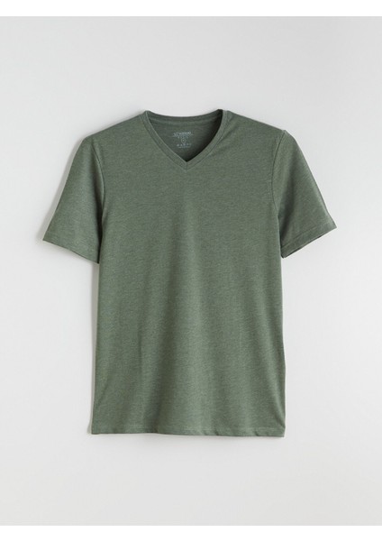 Yeni Sezon V Yaka Penye Erkek Tişört