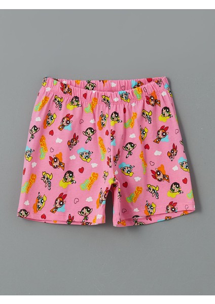 Yeni Sezon Beli Lastikli Powerpuff Girls Baskılı Kız Çocuk Pijama Şort