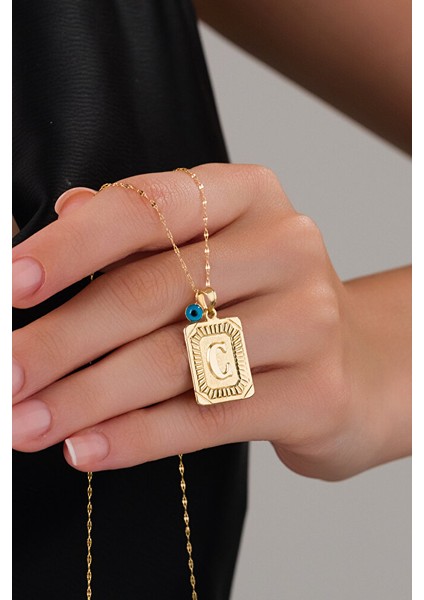 14 Ayar Altın Vintage C Harfli Kolye modelleri