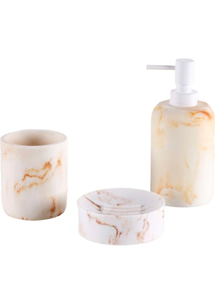 Cloud Bej Polirezin 3'lü Banyo Seti