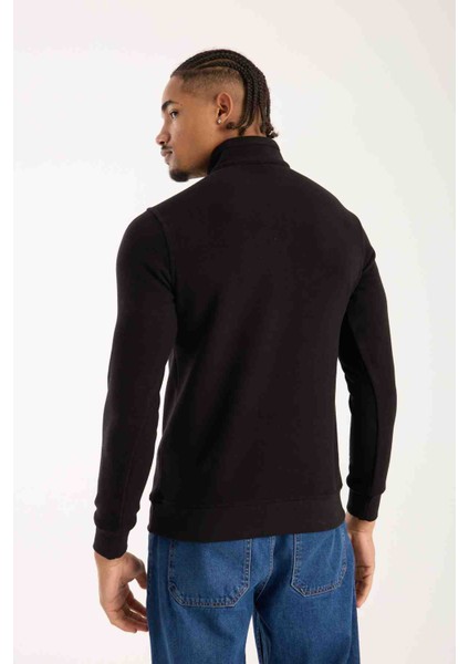 Yarım Fermuar Siyah Regular Fit