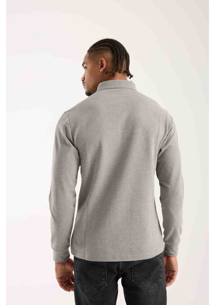 Polo Uzun Kol Gri Regular Fit