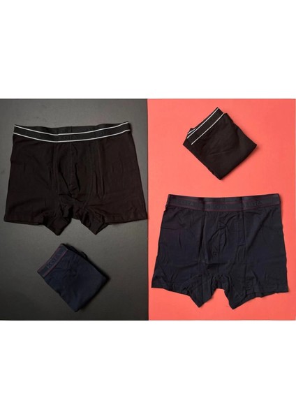 Erkek Boxer 4'lü Set, Modal Pamuklu Lacivert Siyah (Kota Marka )