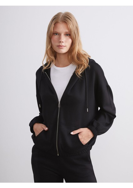 Yeni Sezon Kapüşonlu Oversize Kadın Fermuarlı Sweatshirt