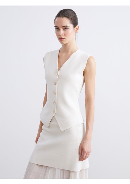 Yeni Sezon V Yaka Kadın Triko Yelek