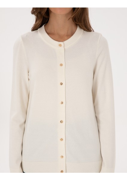 Kadın Ekru Slim Fit Triko Hırka 50316337-VR019