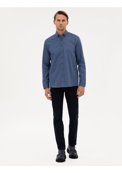 Erkek Indigo Regular Fit Uzun Kollu Gömlek 50316736-VR028 fırsatları