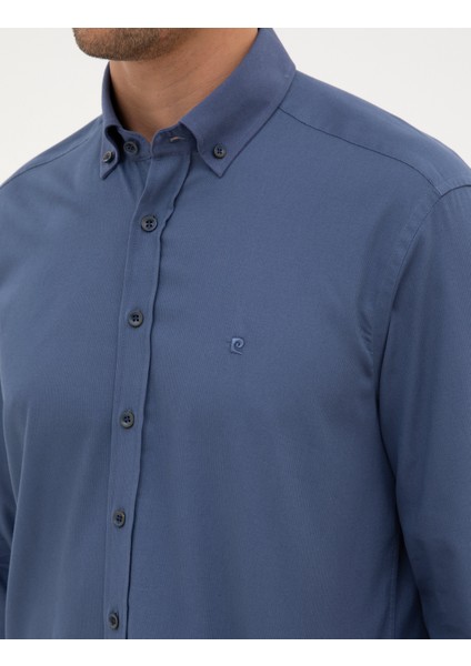 Erkek Indigo Regular Fit Uzun Kollu Gömlek 50316736-VR028