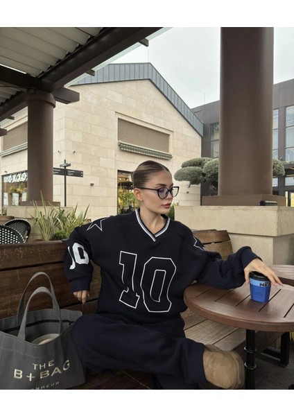 V Yaka Üç Iplik Sweat Takım - Siyah indirimleri