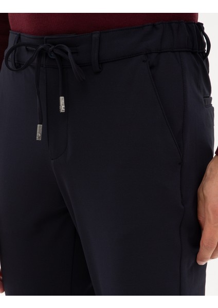 Erkek Lacivert Slim Fit Beli Lastikli Kordonlu Jogger Kanvas Pantolon 50317281-VR033 indirimleri