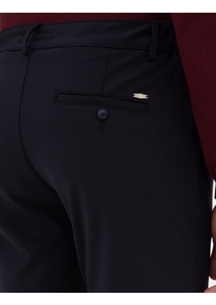 Erkek Lacivert Slim Fit Beli Lastikli Kordonlu Jogger Kanvas Pantolon 50317281-VR033