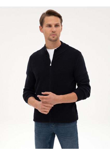 Erkek Lacivert Slim Fit Fermuarlı Triko Hırka 50317341-VR033 modelleri