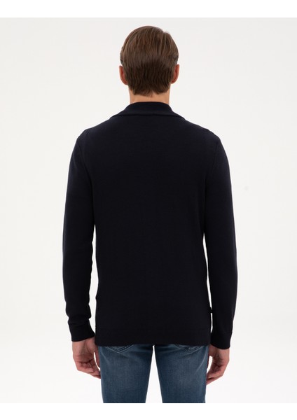 Erkek Lacivert Slim Fit Fermuarlı Triko Hırka 50317341-VR033 indirimleri