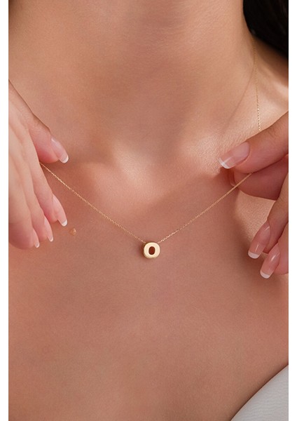 14 Ayar Altın 3 Boyutlu O Harfli Kolye modelleri