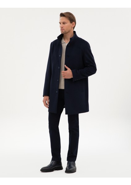 Erkek Lacivert Slim Fit Palto 50317440-VR033 fırsatları