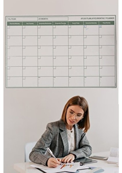 Manyetik Yapışkanlı Mini Aylık Plan Çizelgesi 85x56 cm Beyaz Renkli modelleri