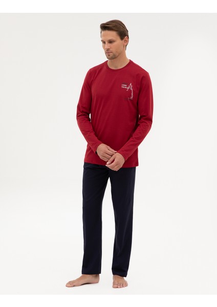 Erkek Bordo Pijama Takımı 50322635-900 fırsatları