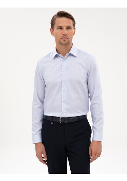 Erkek Açık Mavi Non Iron Kolay Ütülenebilir Slim Fit Gömlek 50315245-VR003