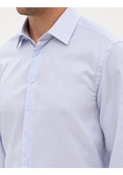 Erkek Açık Mavi Non Iron Kolay Ütülenebilir Slim Fit Gömlek 50315245-VR003