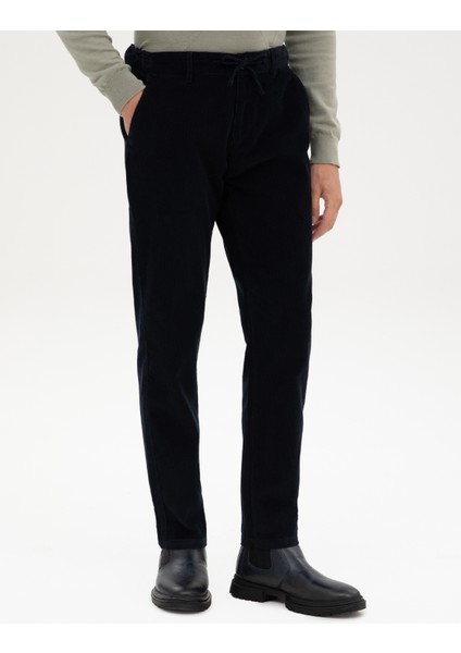 Erkek Lacivert Carrot Fit Beli Lastikli Kordonlu Kanvas Pantolon 50315294-VR033 fiyatları