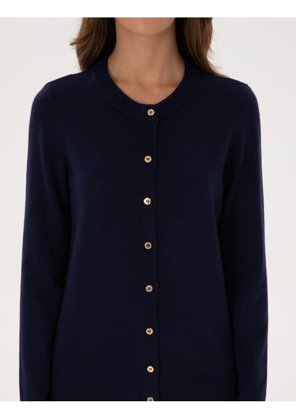 Kadın Lacivert Slim Fit Triko Hırka 50316337-VR033