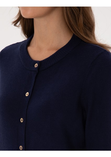 Kadın Lacivert Slim Fit Triko Hırka 50316337-VR033