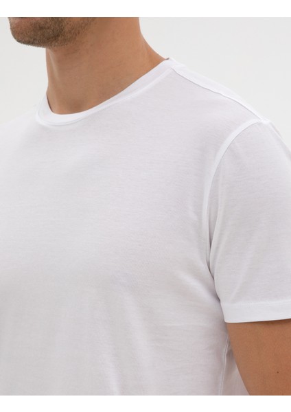 Erkek Beyaz Slim Fit Basic Tişört 50320102-VR013