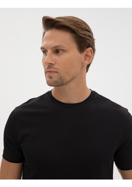 Erkek Siyah Slim Fit Basic Tişört 50320102-VR046 fiyatları