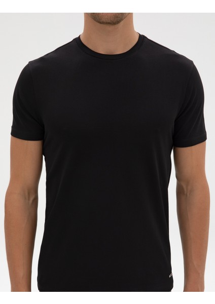 Erkek Siyah Slim Fit Basic Tişört 50320102-VR046