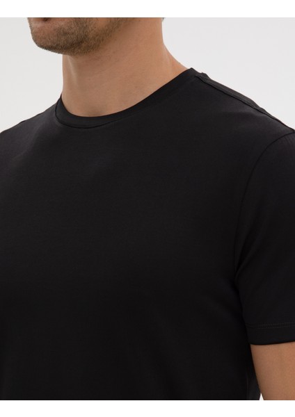 Erkek Siyah Slim Fit Basic Tişört 50320102-VR046