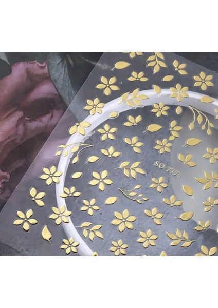 Altın Çiçek Tırnak Süsleme Stickerı Nail Art Süslemeleri fiyatları