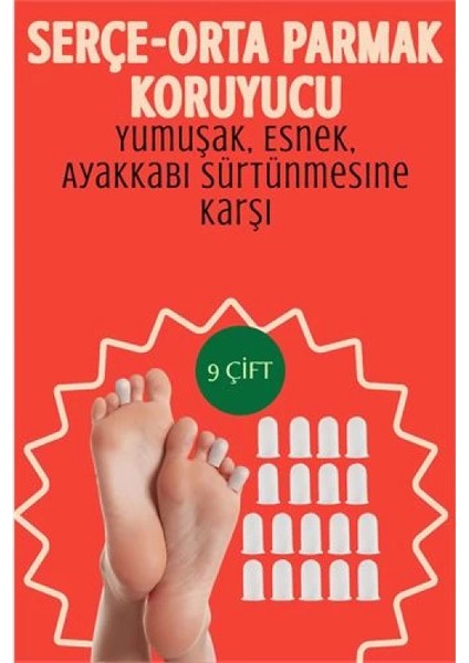 Modacar 9 Çift Silikon Parmak Koruyucu – Serçe ve Orta Parmak Uyumlu | Yumuşak, Esnek, Ayakkabı Sürtünmesine Karşı