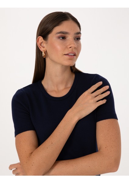 Kadın Lacivert Slim Fit Triko Tişört 50316341-VR033 fiyatları