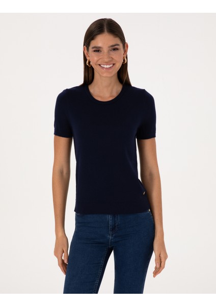 Kadın Lacivert Slim Fit Triko Tişört 50316341-VR033 modelleri