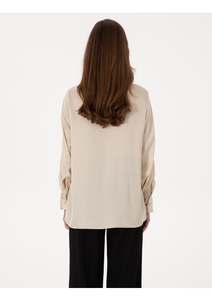 Kadın Kum Regular Fit Uzun Kollu Gömlek 50319346-VR085 indirimleri