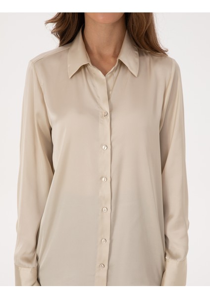 Kadın Kum Regular Fit Uzun Kollu Gömlek 50319346-VR085