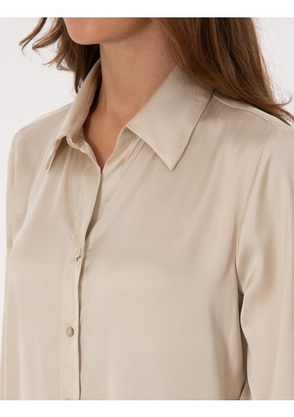 Kadın Kum Regular Fit Uzun Kollu Gömlek 50319346-VR085