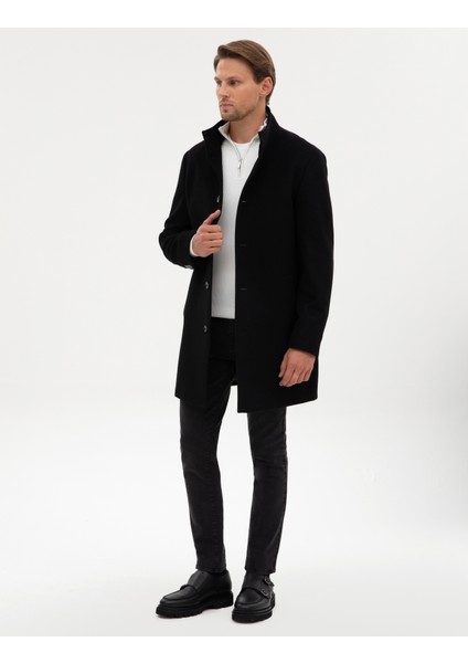Erkek Siyah Slim Fit Palto 50317440-VR046 fırsatları
