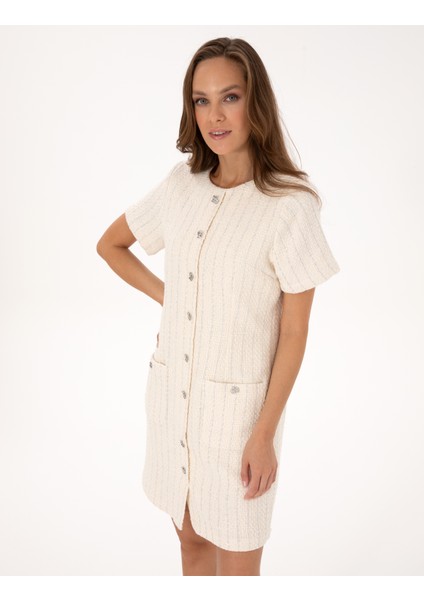 Kadın Ekru Regular Fit Dokuma Elbise 50318252-VR019 fiyatları