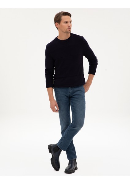 Erkek Lacivert Slim Fit Bisiklet Yaka Triko Kazak 50315713-VR033 fırsatları