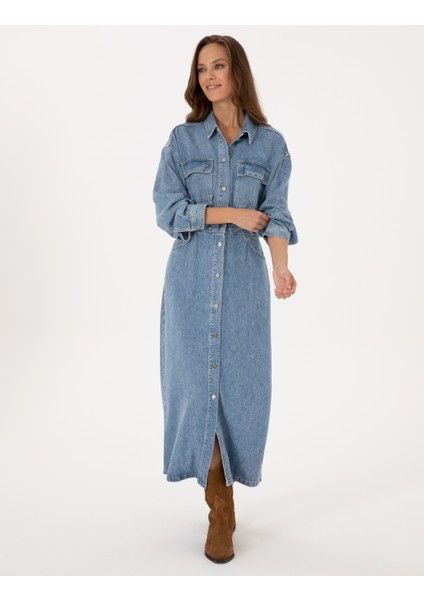 Kadın Mavi Comfort Fit Jean Elbise 50308538-VR036 modelleri