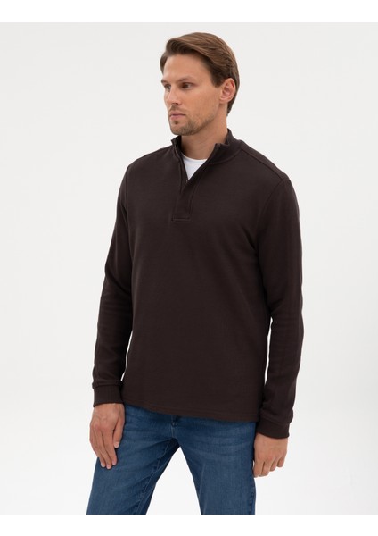 Erkek Koyu Kahverengi Regular Fit Sweatshirt 50309343-VR084 modelleri