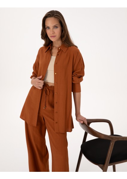 Kadın Tarçın Oversize Uzun Kollu Gömlek 50309964-VR191