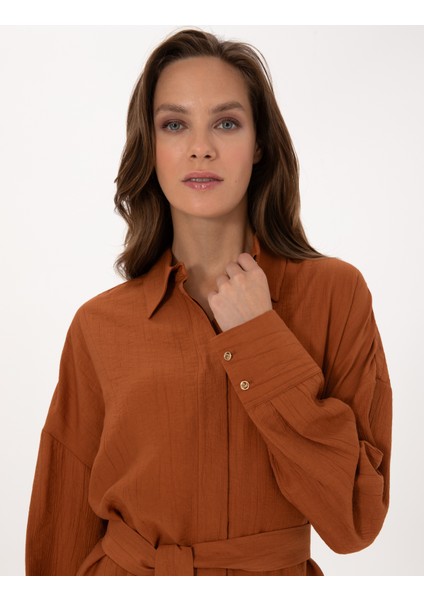 Kadın Tarçın Oversize Uzun Kollu Gömlek 50309964-VR191 fiyatları