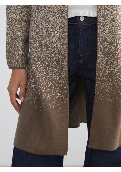 Yeni Sezon Şal Yaka Desenli Kadın Triko Hırka modelleri