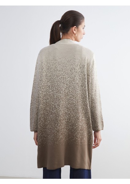 Yeni Sezon Şal Yaka Desenli Kadın Triko Hırka fırsatları