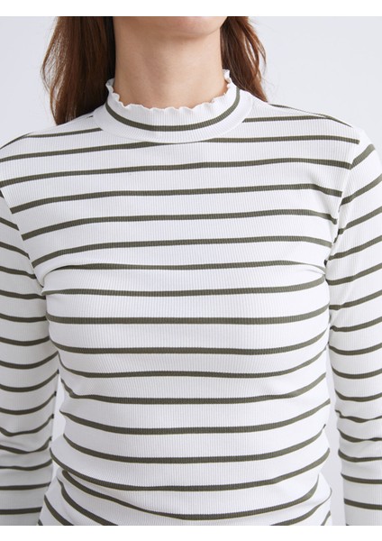 Yeni Sezon Dik Yaka Çizgili Kadın Body modelleri